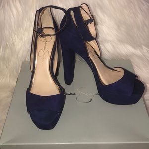 Deep Purple Lux kid suede heels